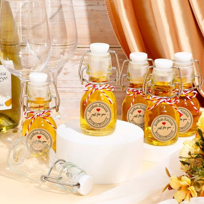 FoldTier 48 Pcs Mini Flip Top Glass Bottle Flip Top for Homemade Vanilla Limoncello Extract Bottles with Caps Stickers for Holiday DIY Crafts Wedding Baby Shower Favors(2 oz) - size: 2 oz