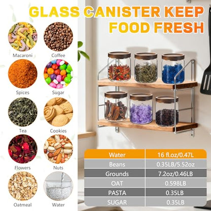 Glass Spice Jars Seasoning Containers Small Glass Jars with Lids Airtight Food Storage Canister for Kitchen Pantry Sugar Tea Coffee Bean Nuts Cookies Herbs Salt (473ml/16oz-1 pcs) - color: 473ml/16oz-1 pcs