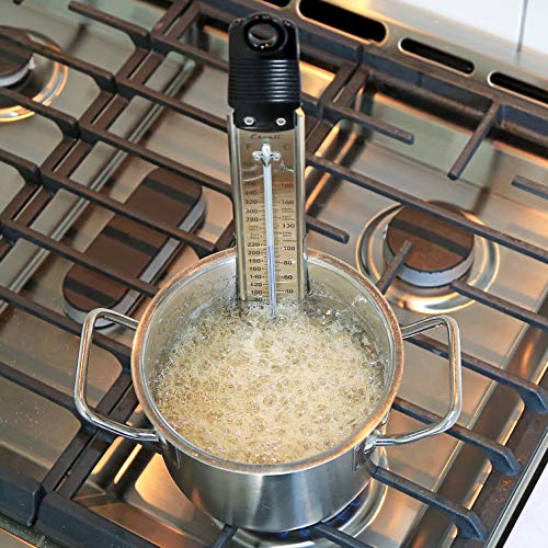 Escali Deep Fry Stainless Steel Paddle Candy Thermometer, Heat Resistant Handle, and Hand-Free Clip, Temperature Indications - style: Paddle