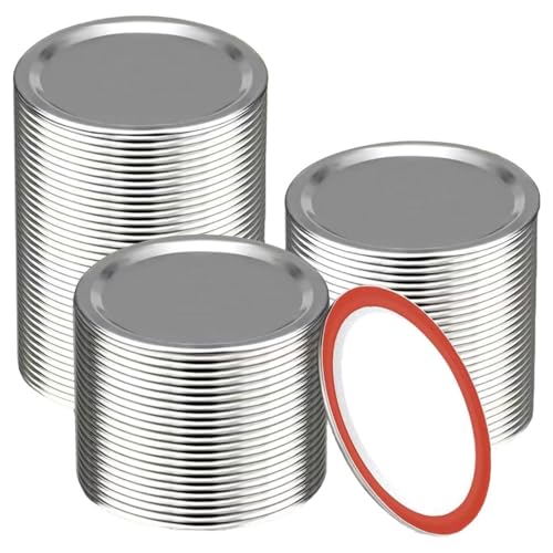 100Pcs Canning Lids Wide Mouth, Premium Mason Jar Lids for Ball, Kerr Jars - Food Grade Material, 100% Fit & Airtight for Wide Mouth Mason Jars (3.38inch/86mm) - size: 3.38inch/86mm