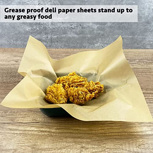 CAMKYDE Deli Paper Sheets 12" X 12" 100PK, Grease Proof Sandwich Wrapping Paper - color: Kraft