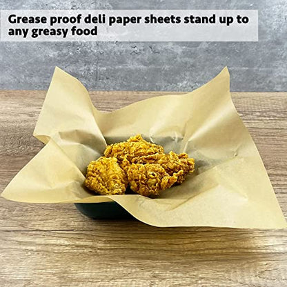 CAMKYDE Deli Paper Sheets 12" X 12" 100PK, Grease Proof Sandwich Wrapping Paper - color: Kraft