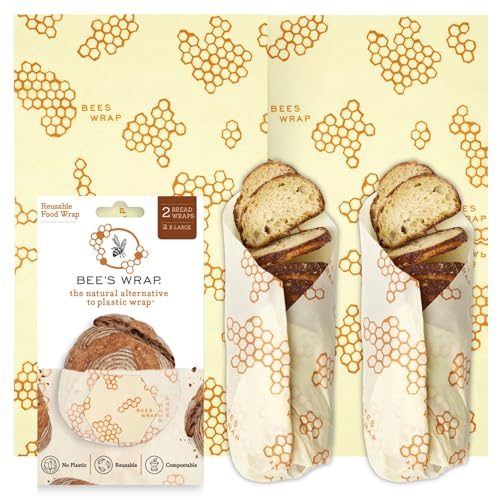 Bee's Wrap Beeswax Wraps for Bread - 2 Pack Beeswax Bread Wrap for Sourdough & Bread Storage - Plastic Free Made in USA Reusable Natural Food Wrap - & Honeycomb - color: Honeycomb 2 Pack