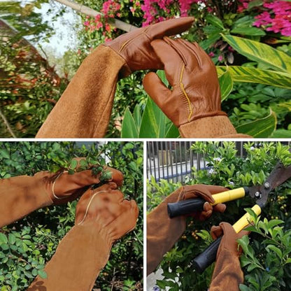 La La Pet Beekeeping Gloves Pigskin Thorn Proof Gauntlets with Breathable Long Sleeves - size: Large