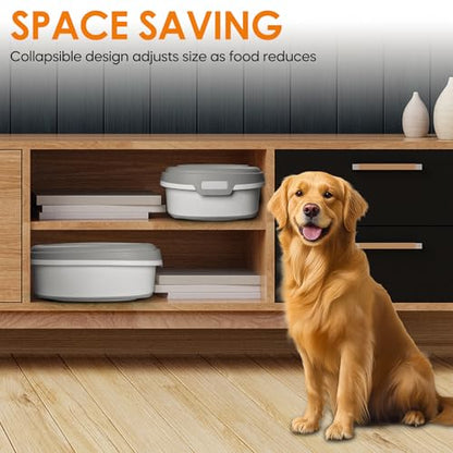 HOYTAMDAR 28-30Lbs Dog Food Storage Container, Collapsible Dog Food Container with Lid,Multifunctional Pet Food Storage Container for Dog,Cat,Rice,Flour,Pet Food Scoop and Small Container - color: Grey-30lbs