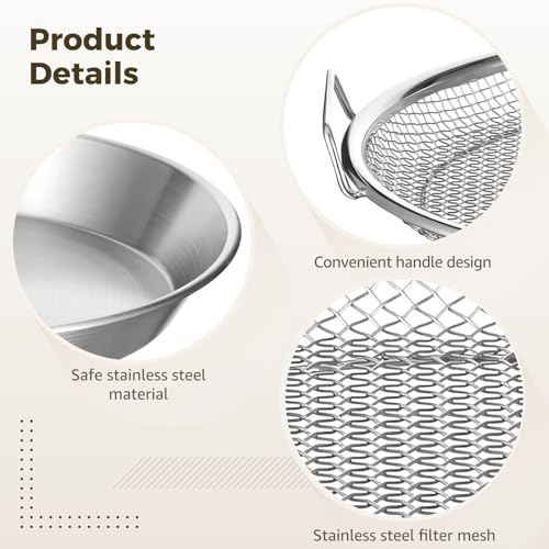 2Pcs Stainless Steel Mesh Tray Set with Drip Pan,Air Fryer Basket and Tray,Draining Rack with Heat Resistant Handles, Food-safe Frying Pan and Crisper for Healthy Cooking,Rustproof Kitchen Accessory