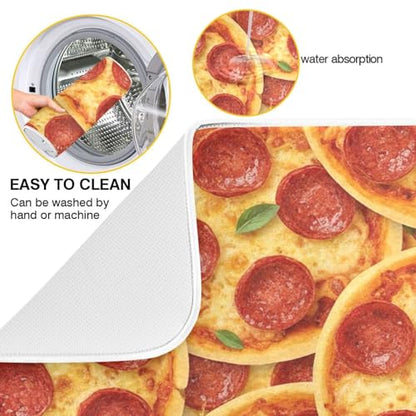 Dish Drying Mats, Pizza Cheese Print Dishes Pad, Reversible Dish Drying Rack Mat Kitchen Counter Mat, 16x18in - size: 16x18in