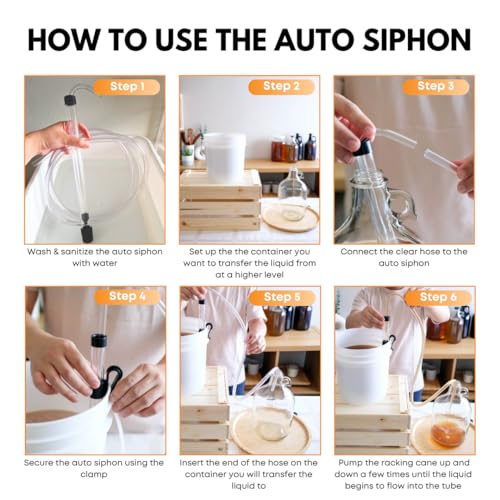 FastRack Auto Clamp 1/2" Gravity Filler w/ 6.5' ft Hose Siphoning Kit w/Food Grade BPA Free Plastic, Tubing for Beer or Wine, Carboy Bottle Filling, Clear