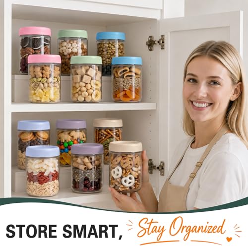 16 oz Mason Jars, Overnight Oats Containers with Lids for Yogurt, Glass Jar with Lid, Parfait Cups with Airtight Lids, Glass Jars for Overnight Oats, Storage, Food, Chia, Pudding, 6 Pack - color: Pastel Harmony