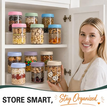 16 oz Mason Jars, Overnight Oats Containers with Lids for Yogurt, Glass Jar with Lid, Parfait Cups with Airtight Lids, Glass Jars for Overnight Oats, Storage, Food, Chia, Pudding, 6 Pack - color: Pastel Harmony