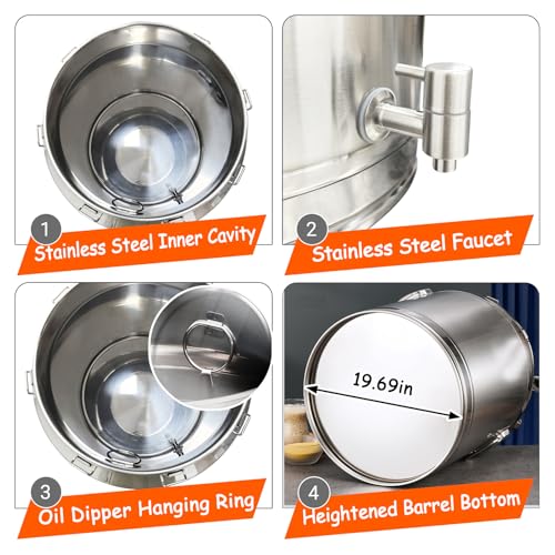 125L Stainless Steel Fermentation Tank with Faucet, 304 Food-Grade Brewing Bucket, 33-Gallon Capacity for Beer, Wine, Yogurt, Multiple Purpose Fermentor & Food Storage Tank for Home Brewing