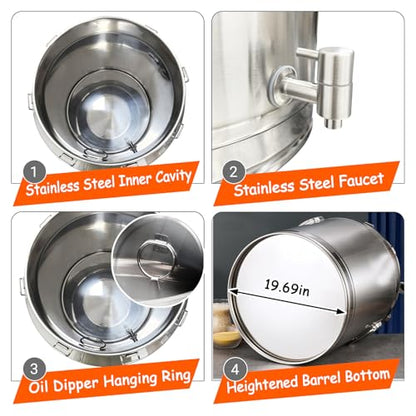 125L Stainless Steel Fermentation Tank with Faucet, 304 Food-Grade Brewing Bucket, 33-Gallon Capacity for Beer, Wine, Yogurt, Multiple Purpose Fermentor & Food Storage Tank for Home Brewing