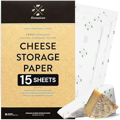 Formaticum 15-Pack Zero Cheese Storage Paper, Compostable, Biodegradable, and Plastic-Free Paper to Keep Cheese and Charcuterie Fresh, Kitchen Organization 9 x 13 Inches - size: 15-Pack-Sheets
