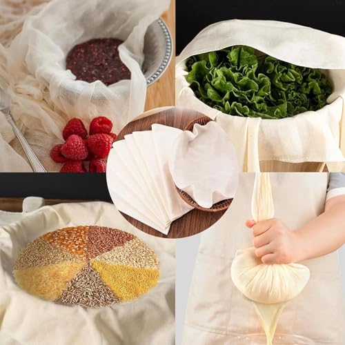 3 Pack Cheesecloth Muslin Cloths for Cooking, 20x20 Inch Unbleached Pure Cotton Straining Bags for Making Almond Milk, Yogurt, Cheese, Tofu, Steaming Dumplings - Reusable, Fine Mesh, Washable