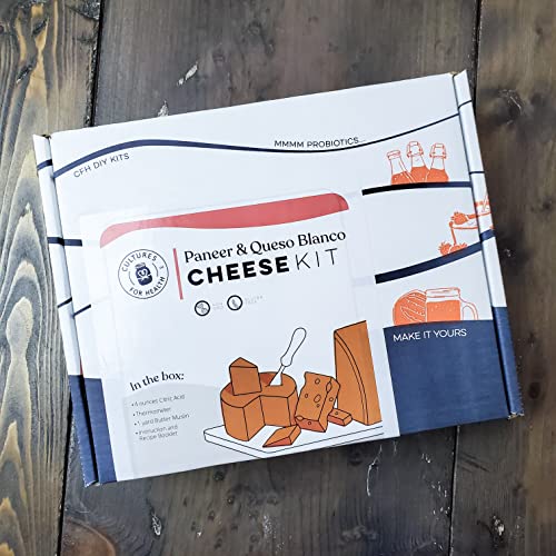 Cultures for Health Paneer & Queso Blanco Artisan Cheesemaking Kit | 4 Pieces DIY Kit Includes Citric Acid, Cheesecloth, Cooking Thermometer, & Recipe Booklet | Indian Cottage Cheese & Mexican Cheese