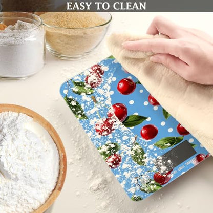 Food Scale Kitchen Scale for Baking Cooking Digital Food Weighing Measuring Scale Small Waterproof Electric Food Scale Blue Dots Red Cherry - color: Blue Dots Red Cherry