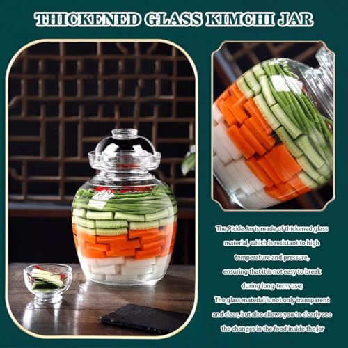 Water-Tight Korean Fermentation Jar, Thickened Glass Transparent Kimchi Jar, Pickle Jar with Auspicious Cloud Pattern, Kimchi Storage Jar(2.5kg) - size: 2.5kg