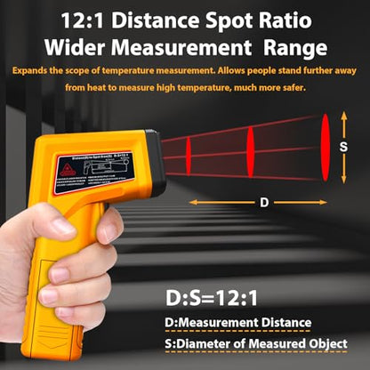FKM Infrared Thermometer Gun Non-Contact Laser Temperature Gun -58°F~986°F | (-50°C~530°C) Adjustable Emissivity,Digital Thermometer Gun for Cooking,Oven,Griddle,Automotive,HVAC,Industrial,Not for Human - style: -58°F~986°F (-50°C~530°C)