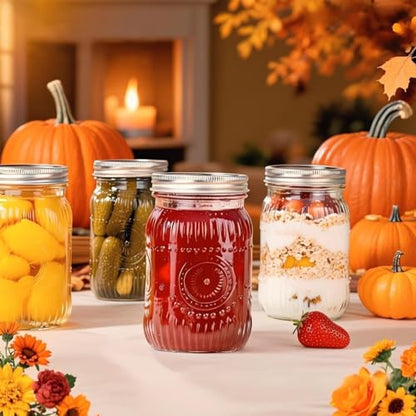 LUODA MirthMood 32 OZ Wide Mouth Mason Jars, 6 PACK Glass Mason Jars with airtight Lids, Quart mason jars wide Perfect for Canning, Pickling, Preserving, Fermenting, DIY Crafts & Decor