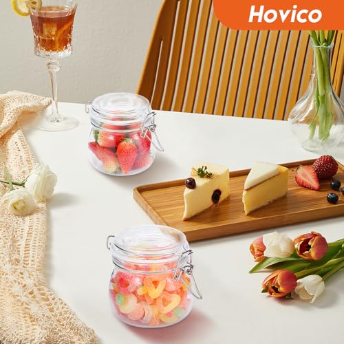 Hovico 17 oz Glass Jars with Airtight Lids And Leak Proof Rubber Gasket, Wide Mouth Mason Jars with Hinged Lids for Kitchen Canning Cereal,Pasta,Sugar,Beans,Spice, Glass Storage Containers, Set of 6 - color: 17oz*6-Round
