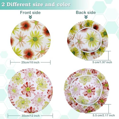 2 Large Reusable Beeswax Bowl Covers for Bread Proofing, 10/12 Inch Elastic Beeswax Wraps Cotton Cloth Sourdough Bowl Covers for Proofing Baskets, Mixer Bowls, Food Storage Containers - color: Daisy