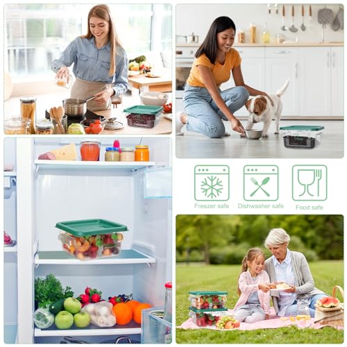 Lallisa 8 Pcs 2 Quart Food Storage Containers with Lids Clear Square Polycarbonate Marinating Container Dough Bucket with Lid(Green) - color: Green