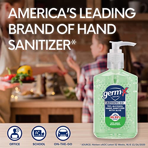 Germ-X Advanced Hand Sanitizer with Aloe and Vitamin E, 8 Fl Oz (Pack of 6), Less Drying Moisturizing Gel, No Rinse Formula, Pump Bottle - size: 8 Fl Oz (Pack of 6)