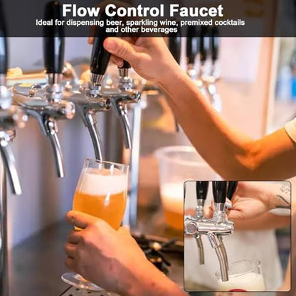 Adjustable Beer Faucet Brass Keg Tap with Stainless Steel Core Flow Control and Long Shank - 5/16'' Barb G5/8 Thread Draft Beer Tap for Kegerator, Home Brewing & Bar