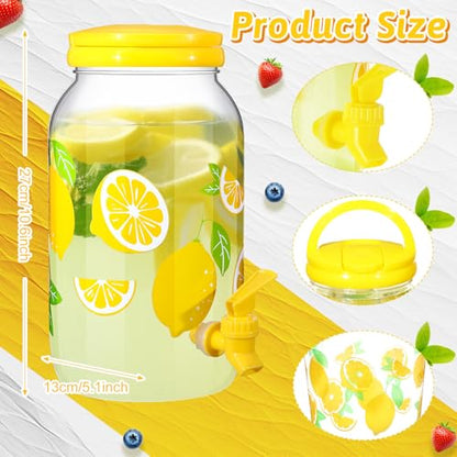 Havawish 2 Pcs 1 Gallon Plastic Beverage Dispenser with Spigot Clear Summer Kitchen Fridge Drink Dispenser for Parties Lemonade Juice Tea Beer Cold Water(Yellow,Circular Column) - color: Yellow, style: Circular Column