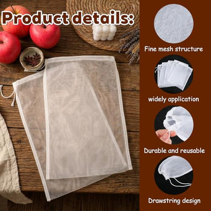 5 Pcs Nylon Brew Bags, Fine Mesh Brewing Bag Reusable Cold Brew Bags, 7.9 x 11.8 Inch Straining Bag for Beer, Wine, Cider - size: 7.9 x 11.8 Inch