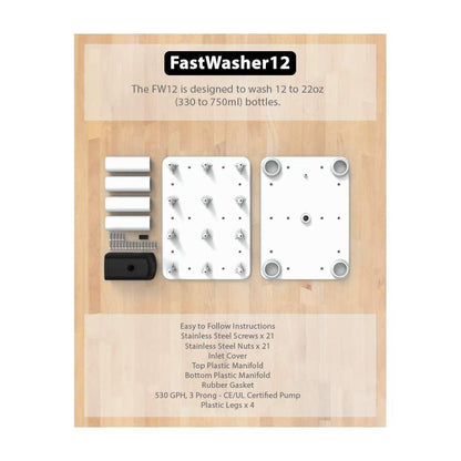 FastWasher 12 Beer Bottle Washer and Wine Bottle Cleaner | BOTTLES & RACKS NOT INCLUDED | General Purpose Rinser | Cleaner and Sanitizer System, Easy to Assemble - size: 12 Bottle Rack