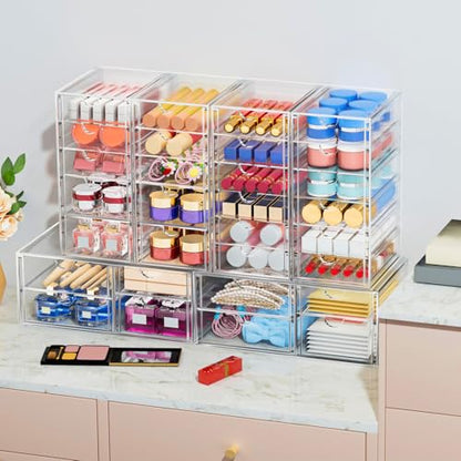 caktraie Desk Organizers And Accessories With 22 Drawers, 4 Pack Office Desktop Drawers, Plastic Makeup Organizer Containers Bins With Drawers Desk Organization, Bathroom Organizers Storage Case Box - size: 22 Drawers