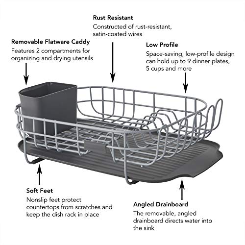 KitchenAid Low Profile Carbon Steel Dishrack, one size, Charcoal - color: Gray, size: Low Profile