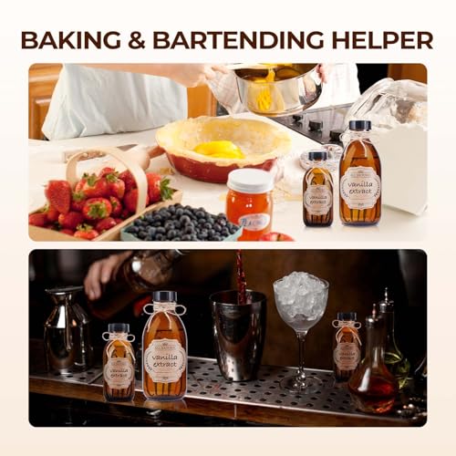 24 Pack 8 OZ Amber Glass Bottles with Lids, Leakproof Glass Bottles for Vanilla extract, Shampoo, Tinctures, Essential Oils, Homemade Hot Sauce, Syrup, Boston Round Brown Bottle - color: Amber