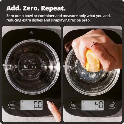 Greater Goods Food Scale – Digital Kitchen Scale, 1g Precision, Easy-Tare & Quick Conversion, Slim Compact Design, Durable & Portable | Ideal for Cooking, Baking & Meal Prep (Glass, Black) - color: Black Glass