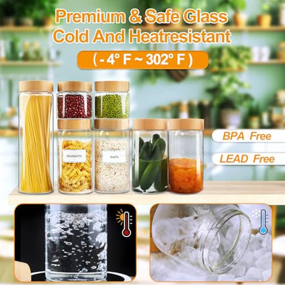 Glass Canisters With Airtight Bamboo Lids - 3 Pack 80oz Cereal Containers, Cookie Jars, Pasta Storage - Screw On Kitchen Jars - size: 3 jars: 80oz each