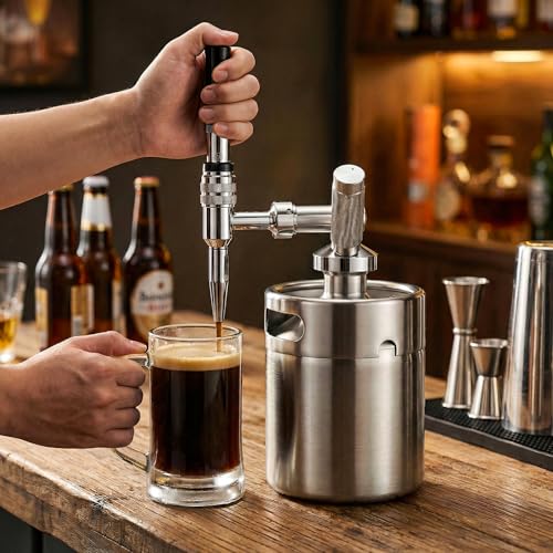 MRbrew Stout Beer Coffee Faucet – 304 Stainless Steel Keg Beer Tap for Cold Brew Coffee & Nitro Beer, Beer Faucet Homebrew Kegerator Tower Tap with Standard Black Plastic Tap Handle
