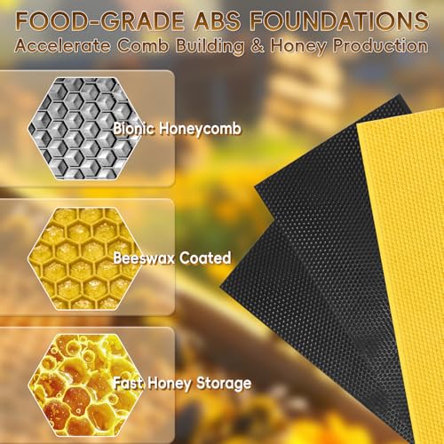 10-Frame Langstroth Beehive Beeswax Coated, 3 Layer Complete Bee Hive Kit Include Bee Frames and Waxed Foundation Sheets for Beekeeping (2 Deep Boxes & 1 Medium Box)