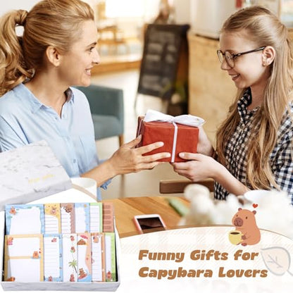 Chiisong 12 Pack Capybara Sticky Notes Gifts Cute Sticky Notes 3x4 Funny Gifts for Capybara Lovers Cartoon Notepads Animals Memo for Women Men Office Supplies Home Christmas Favors - style: Capybara