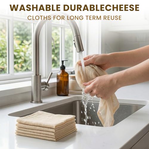 BETTY&SARAH 6 Pack Grade 100 Cheese Cloths, 20x20 Inch Unbleached Cotton | Reusable food grade cotton, hemmed 4 edges, ultra fine mesh for nut milk, yogurt, cheese making, juicing & baking - size: 6 Pack