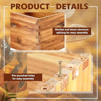 Colingmill 1 Pieces Deep Bee Box for 10 Frame Unassembled Hive Brood Box with Wax Coating,Beekeeping Brood Boxes with Screws,Dipped in Beeswax Bee Hives Boxes Starter Kit,9 5/8 Inch