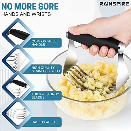 Rainspire XL Pastry Cutter For Baking, Heavy Duty Pastry Blender Stainless Steel, Thick Sharp Blades Dough Blender, Dough Cutter Butter Cutter Pastry for Easy Mixing, Dishwasher Safe (Black) - color: Black