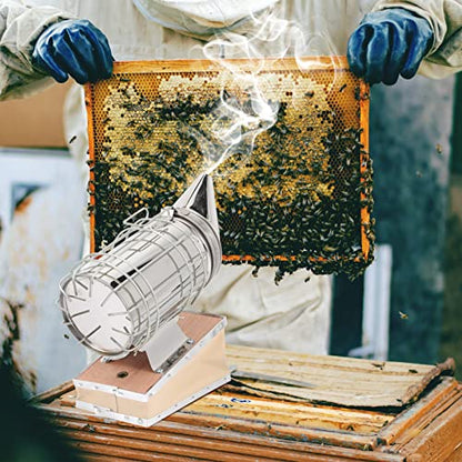 Happyyami Stainless Hive Smoker Beekeeping Tool with Protective Heat Shield for Driving Bees and Fumigation Beekeeping Equipment for Beginners