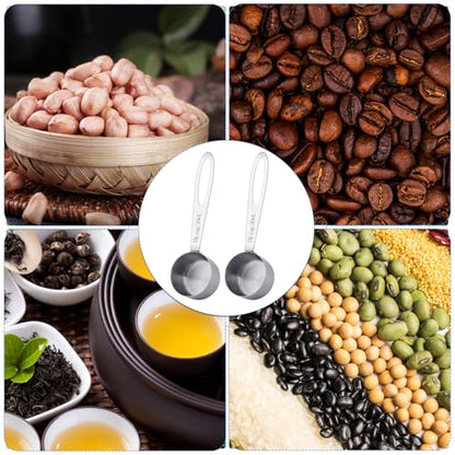 2Pcs 1/8 Cup Measuring Cup, 30ml Scoop, Stainless Steel Measuring Cups, Coffee Scoops, Measuring Scoops Tablespoon Measure Spoon, Long Handle Cooking Measuring Scoop(30ML) - color: 2 Pcs/Long Handle
