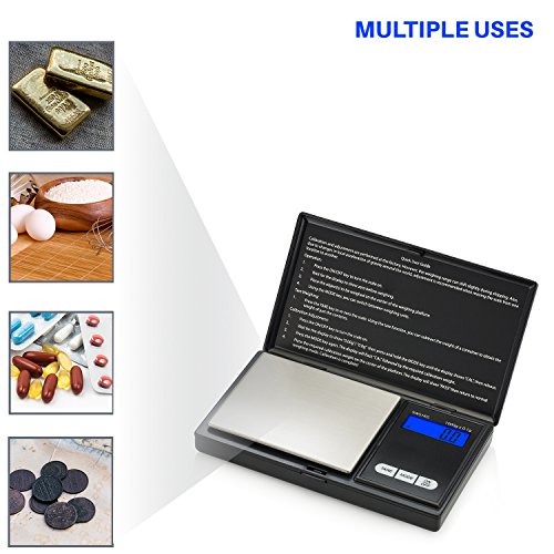 Smart Weigh Digital Pocket Scale – 1000g x 0.1g Precision – Ideal for Jewelry, Food, Herbs, and Medicine – Stainless Steel Platform with Protective Cover – Black (Battery Included) - size: 1000g / 0.1g