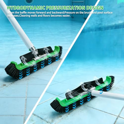Wide Pool Brush Head, Heavy Duty Pool Scrub Brush with 12-Rows Soft Bristles, Inground/Above Ground Pool with Curved Ends, Clean Pool Wall, Floor, Step, Corner Faster, Safe for Vinyl Liner (17 INCH) - size: 17 INCH