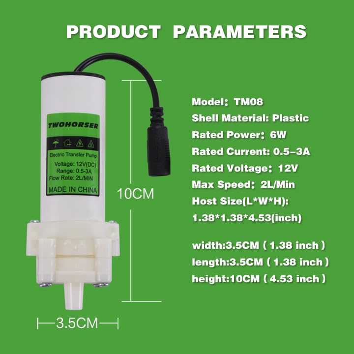 Food Grade Electric Water Transfer Pump With Speed Adjustable 110V for Ice Maker,Coffee Machine and Water Cooling,Auto Siphon Self Priming Pump for Bottling Wine,Beer and Kombucha,2L/Min,Low Noise