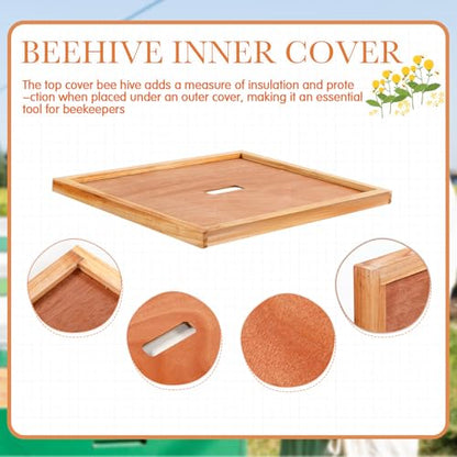 Cinnvoice 1 Set Beehive Parts Kit for 10 Frame Bee Hive, Includes Telescoping Top Cover, Inner Cover, Hive Screened Bottom Board, Entrance Reducer, Beekeeping Supplies Dipped in Beeswax