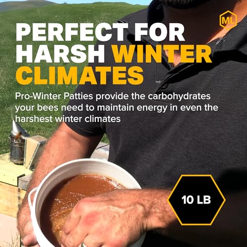 Mann Lake Pro-Winter Feed for Bees | Winter Patties for Beehive Feeding | Supports Colony Survival During Cold Weather | Low Protein Formula for Overwintering Bees | Beekeeping Supplies | 10lb Bucket