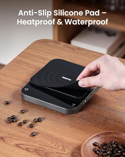 RENPHO Espresso Scale with Timer, Rechargeable Coffee Scale with Flow Rate Indicator, 0.1g Accurate Coffee Been Scale for Pour-Over, Gift for Coffee Lover, Calibarista, 3kg - color: Black-coffee scale